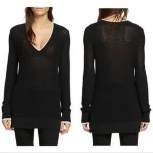 Rag & Bone Maeve Sweater Black White Knit V Neck Elizabeth Sweater Dress Size M